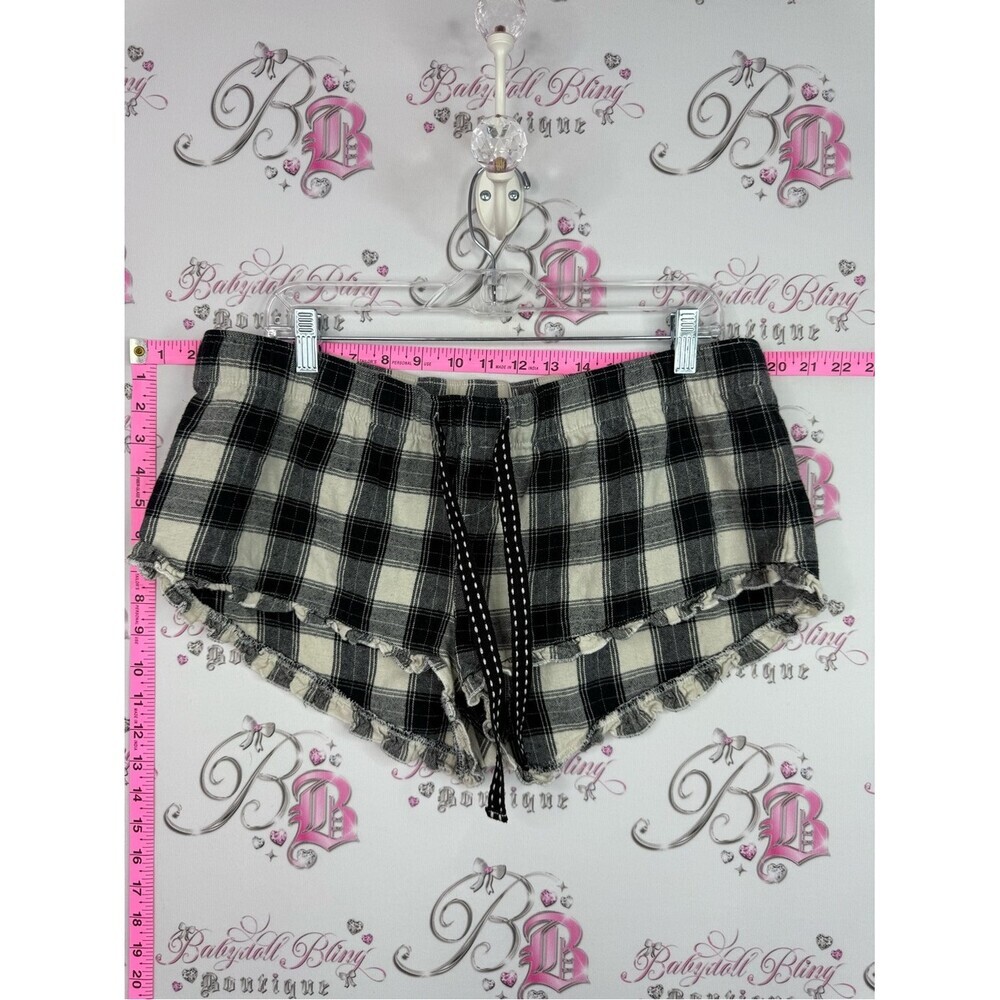 Garage shorts Black & White Plaid Frayed Lounge Shorts